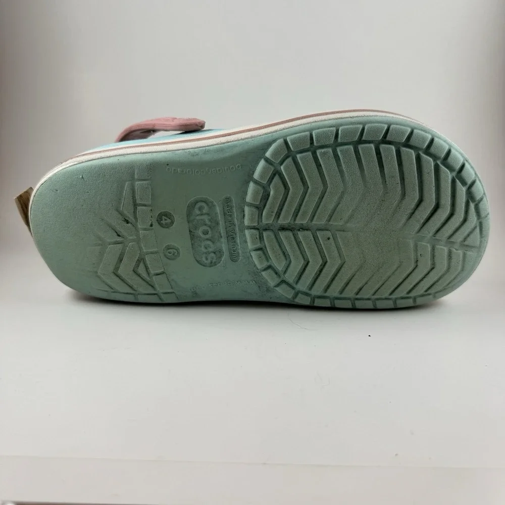 Crocs Crocband Ice Blue Pink White Womens 6 Men's 4 Pre Owned
